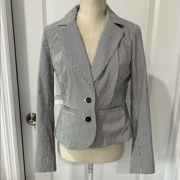 Sandro Blue  and White Blazer Tailored Suit Jacket - Picture 1 of 9